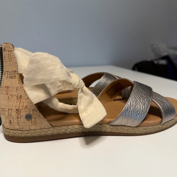 UGG Silver and Cream Women's Sandals - Picture 6 of 9